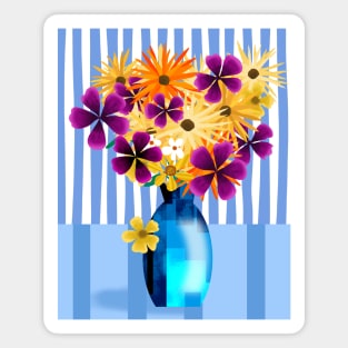 Vase of Purple and Orange Flowers Magnet